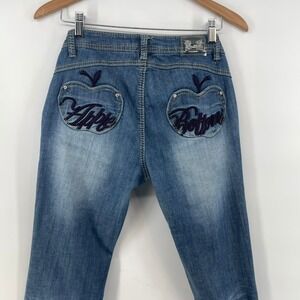 Vtg Y2k Apple Bottom Jeans 9/10 Puffy Embroidered Thick Stitch 29x32 Low Rise